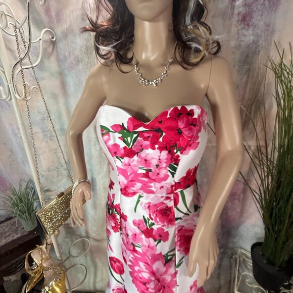 📌B. Smart Strapless  Mermaid Fitted Bodice Floral Evening -  Prom - Formal Gown - Picture 3 of 16